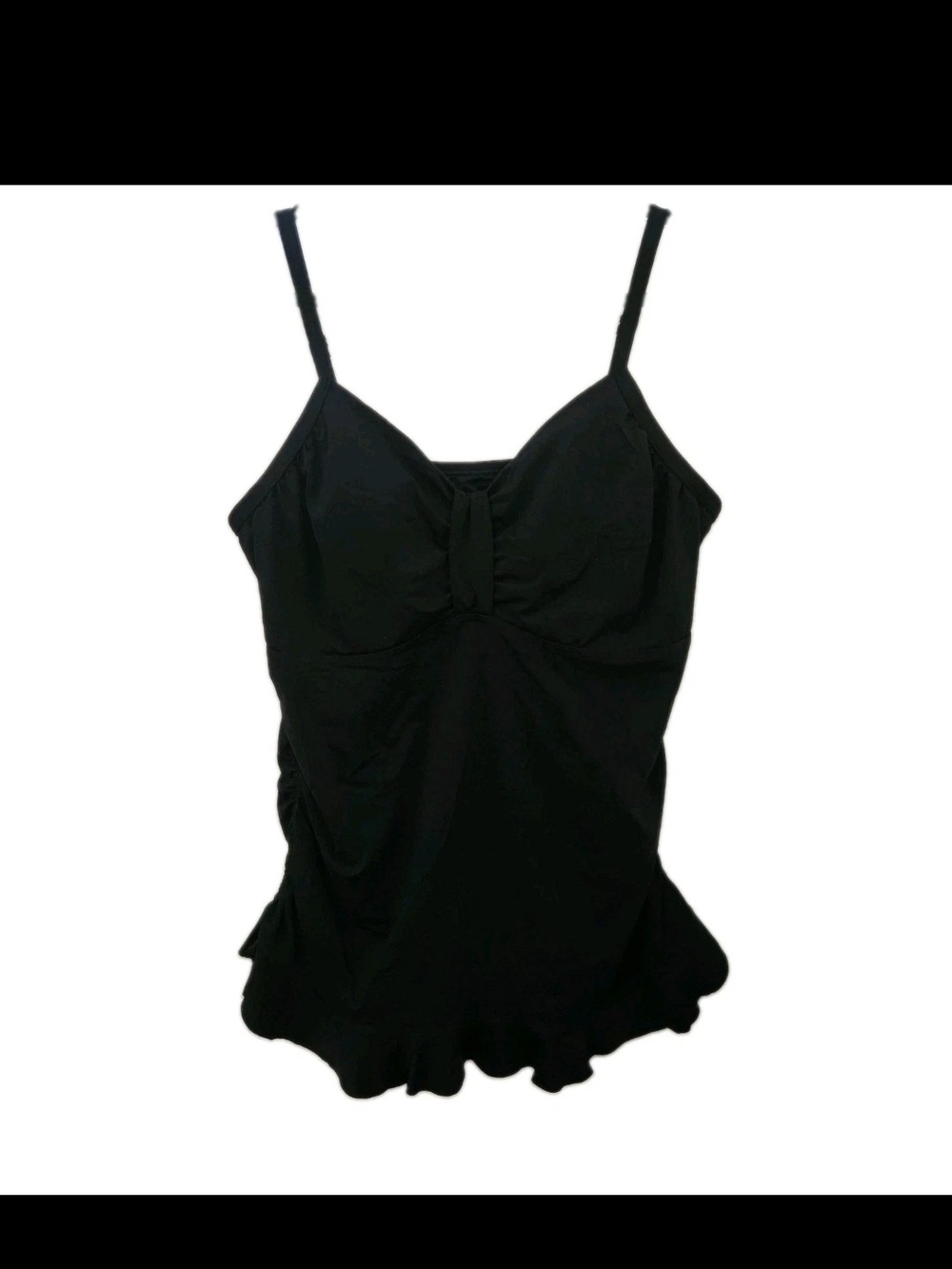 Lands' End Underwire Black Swim Camisole Tankini Top with Adjustable Straps 22W
